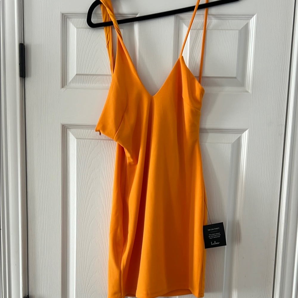 Lulu's Orange Spaghetti Strap Dress